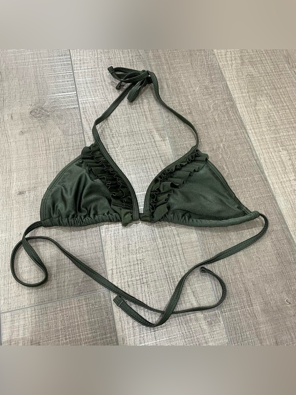 Target Olive Green Bikini Top with White Lining